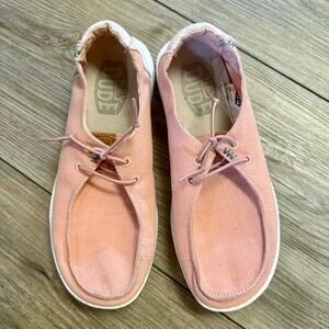 Hey Dude Canvas Lace-Up Shoes in Blush Pink